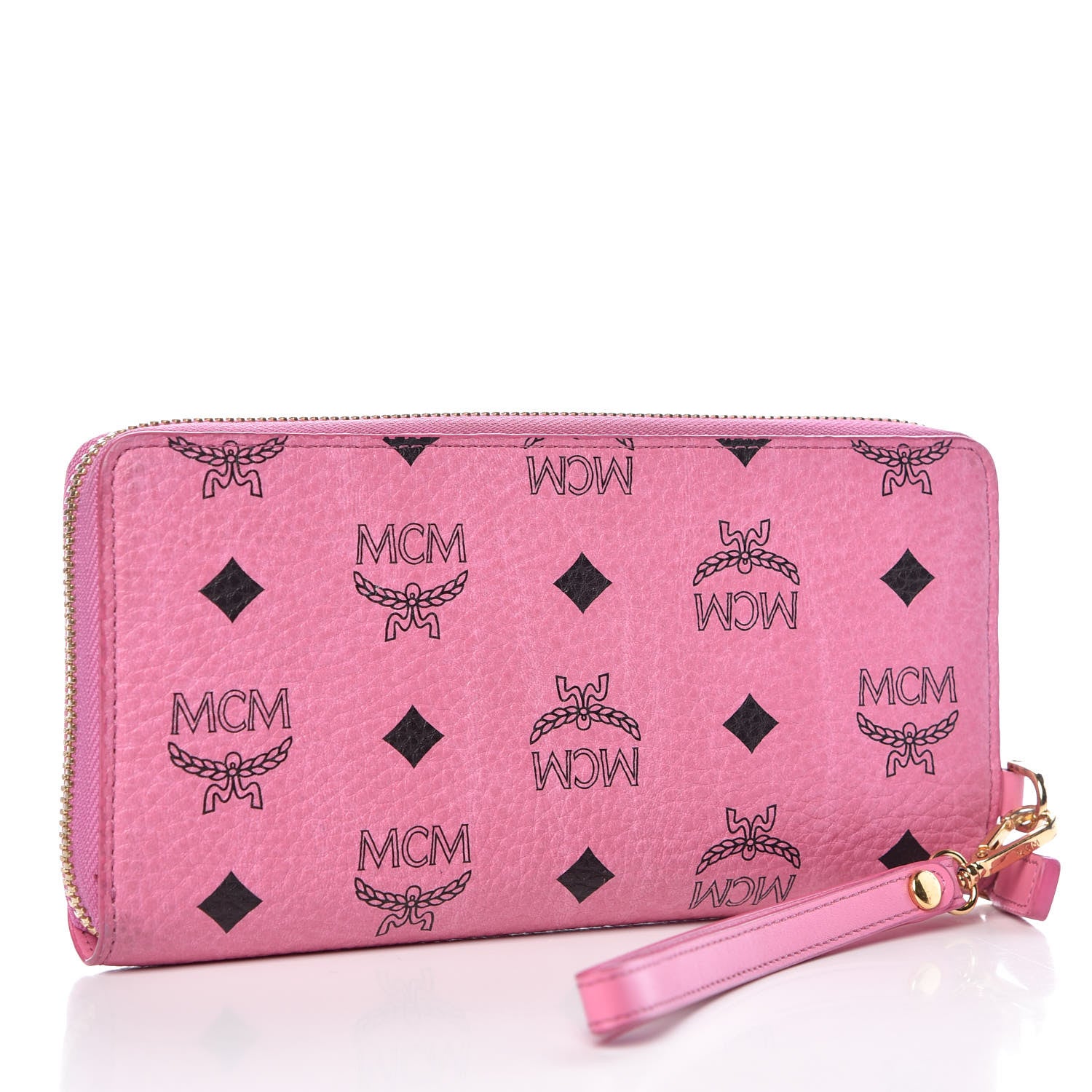 MCM Visetos Large Zip Around Wallet Pink 3 of 6