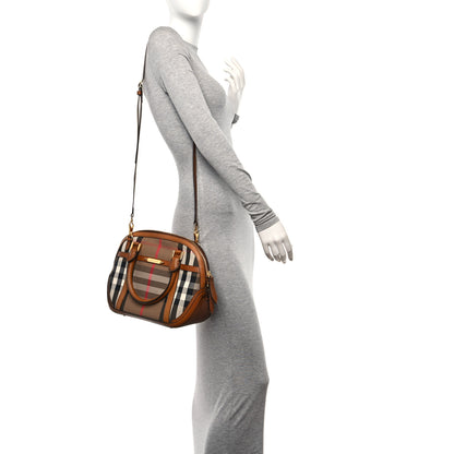 Burberry Bridle Calfskin House Check Small Orchard Bowling Bag Brown Ochre 2 of 12