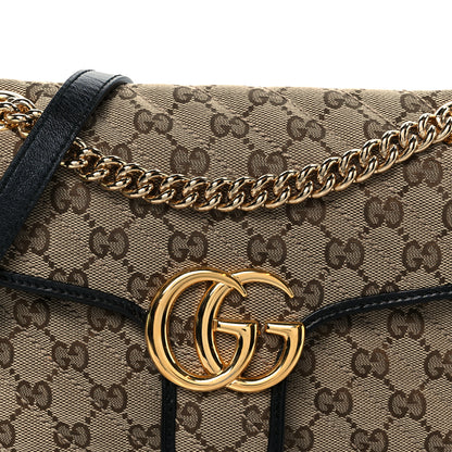 Gucci Monogram Matelasse Diagonal Small GG Marmont Shoulder Bag Beige Black 9 of 11