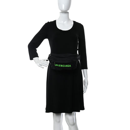 Balenciaga Recycled Sport Nylon Logo Embroidered Wheel Beltpack Black Green Fluo 2 of 10