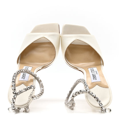 Jimmy Choo Satin Crystal Saeda 100 Sandals 37 White 5 of 10