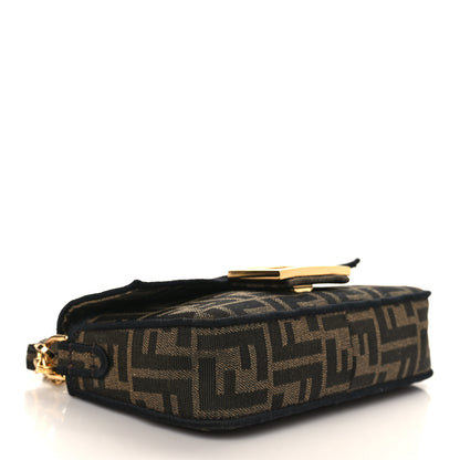 Fendi Fabric Jacquard FF 1974 Mini Baguette Tobacco Moro Black 4 of 8