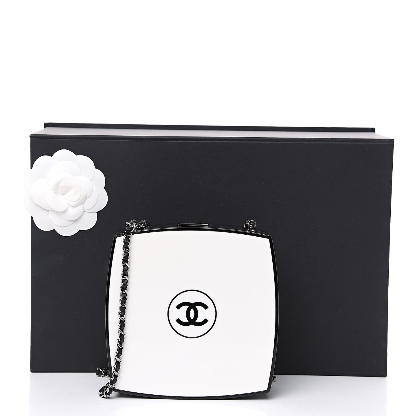 Plexiglass Compact Box Clutch Black Ivory