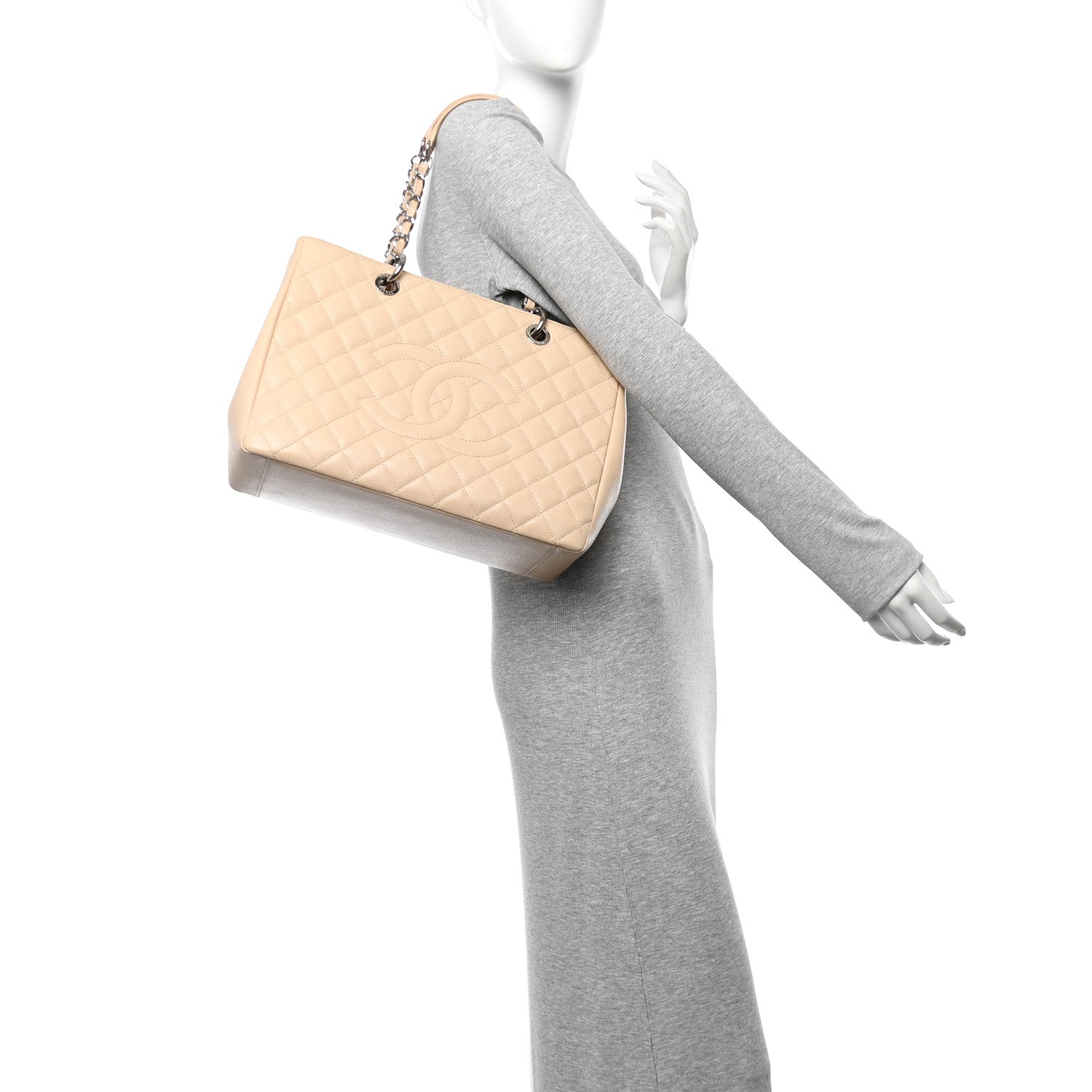 Chanel Caviar Quilted Grand Shopping Tote GST Beige 2 of 15