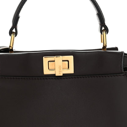 Fendi Vitello Seta Suede FF Mini Peekaboo Iconic Satchel Chocolate Sigaro Marrone 8 of 11