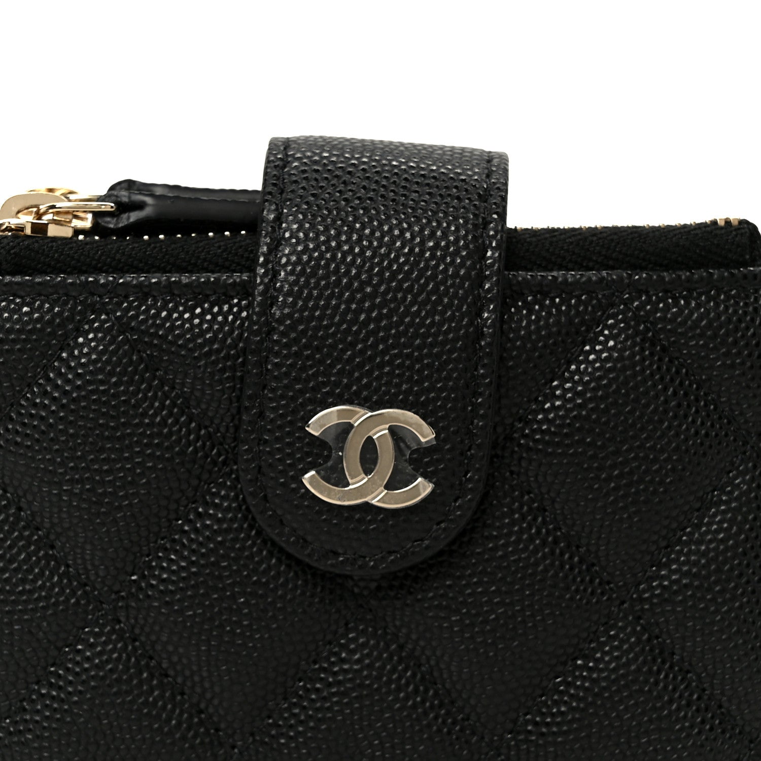 Chanel Caviar Quilted Compact Zipped Pocket Wallet Black 8 of 9