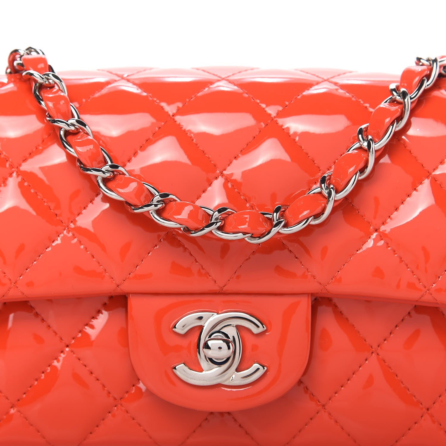Chanel Patent Calfskin Quilted Mini Rectangular Flap Red 10 of 10