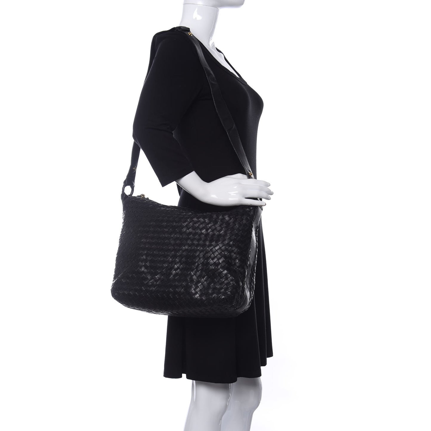 Nappa Intrecciato Hobo Black