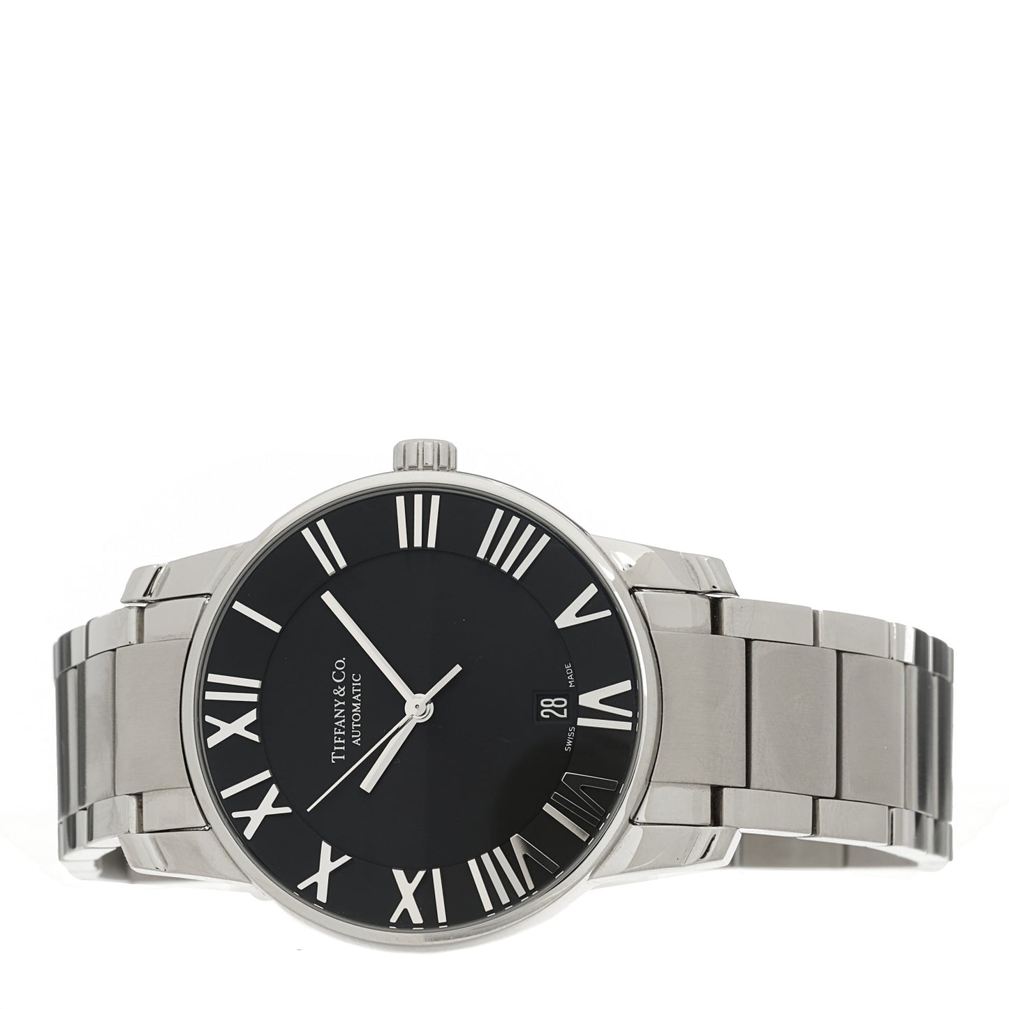 Stainless Steel 37mm Atlas 3-Hand Automatic Watch Black