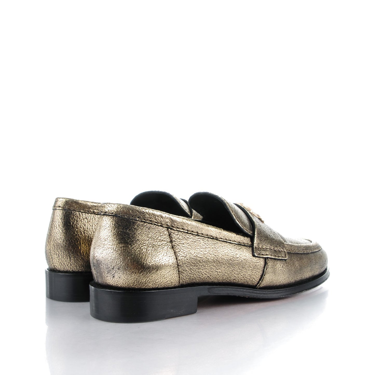 Metallic Calfskin Fantasy Loafers 35 Gold