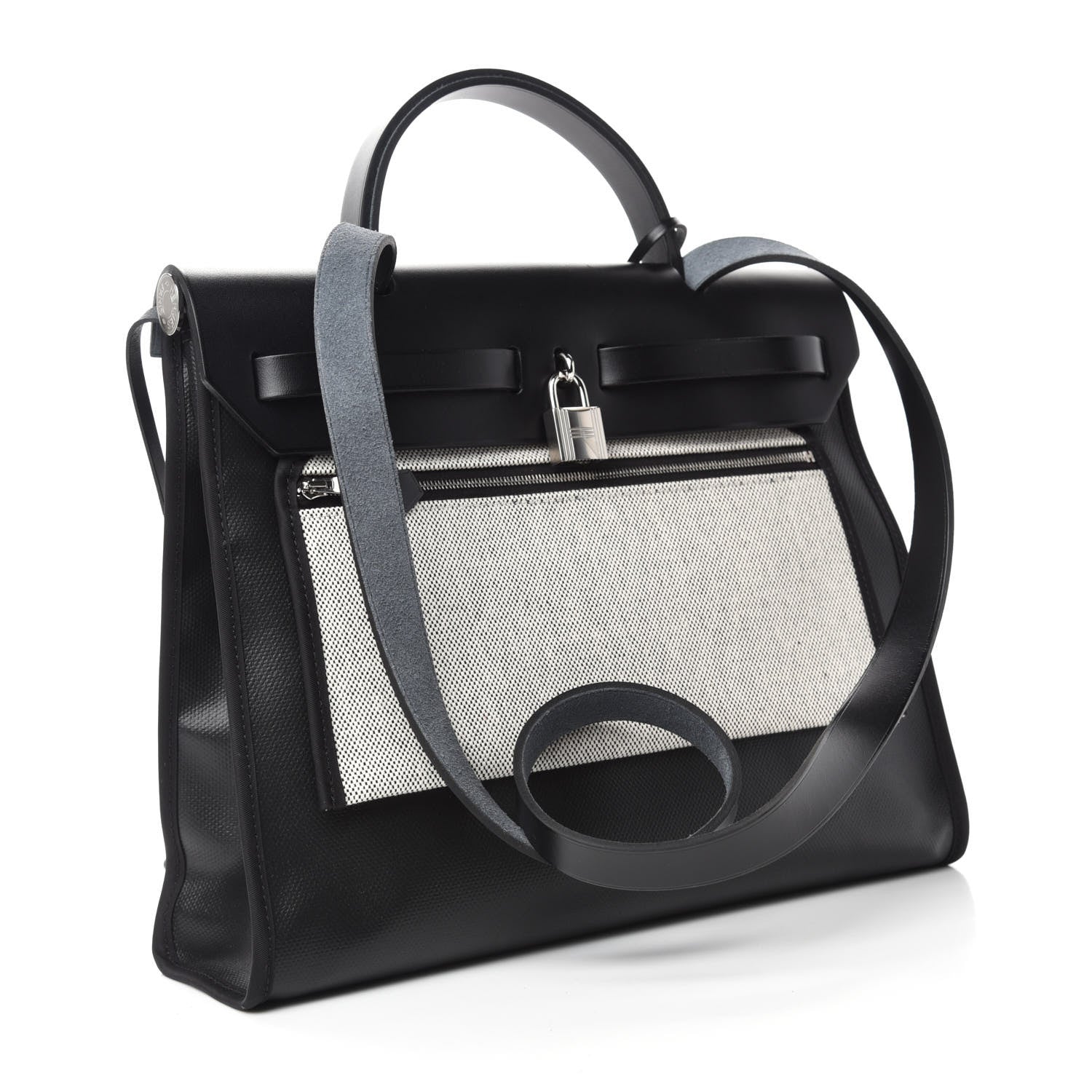 Hermes Toile H Berline Vache Hunter Herbag Zip PM 31 Black Ecru 3 of 10