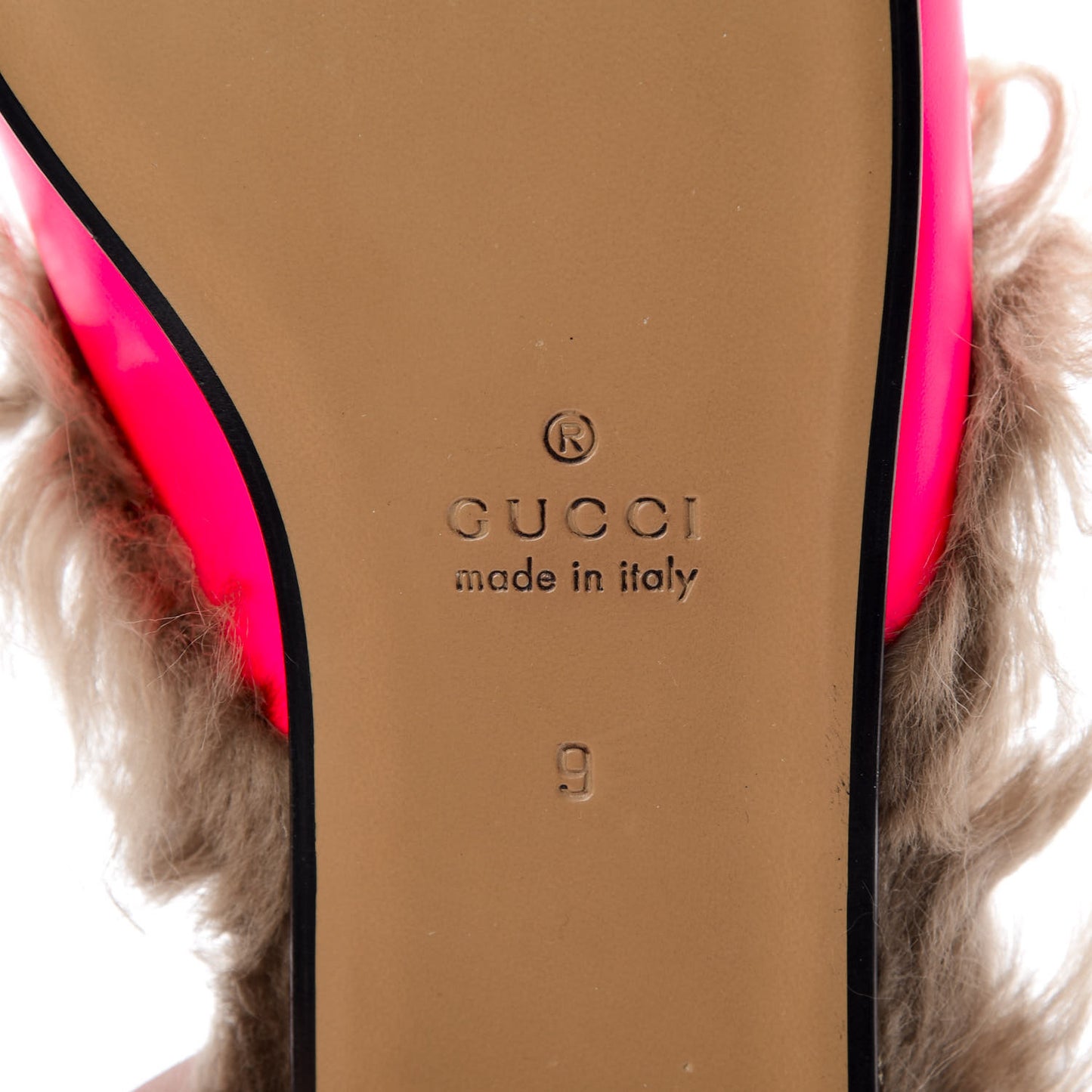 Calfskin Fur Mens Princetown Slippers 9 Fuxia Fluo Natural