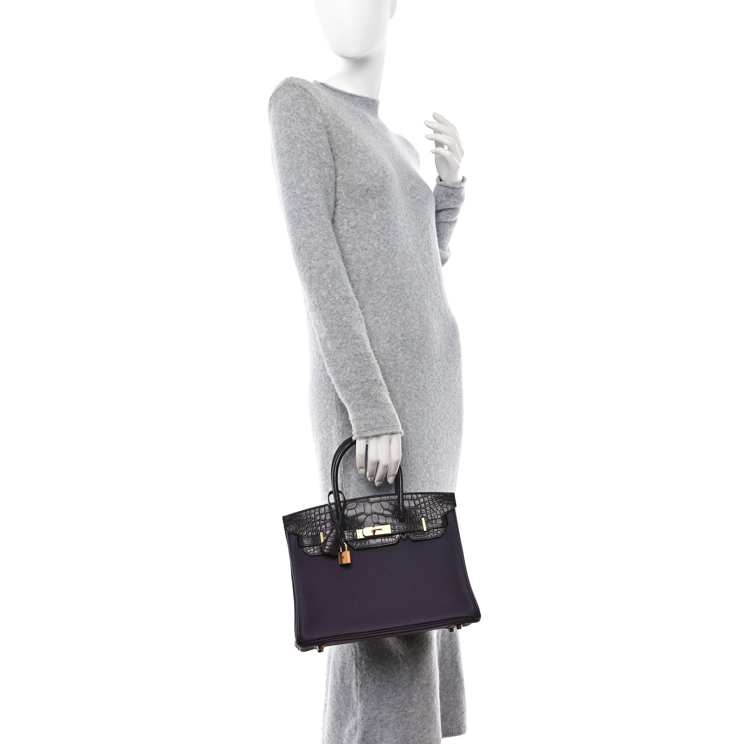 Hermes Togo Matte Alligator Birkin Touch 30 Raisin Prunoir 3 of 23