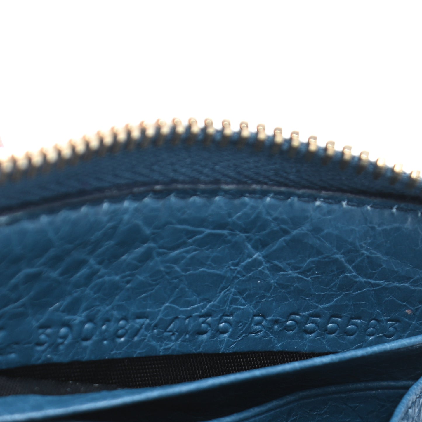 Chevre Gold Metallic Edge Hardware Zip Around Wallet Blue