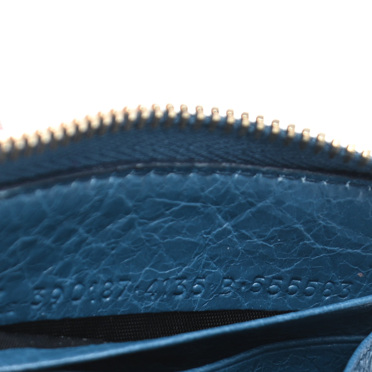 Balenciaga Chevre Gold Metallic Edge Hardware Zip Around Wallet Blue 6 of 7