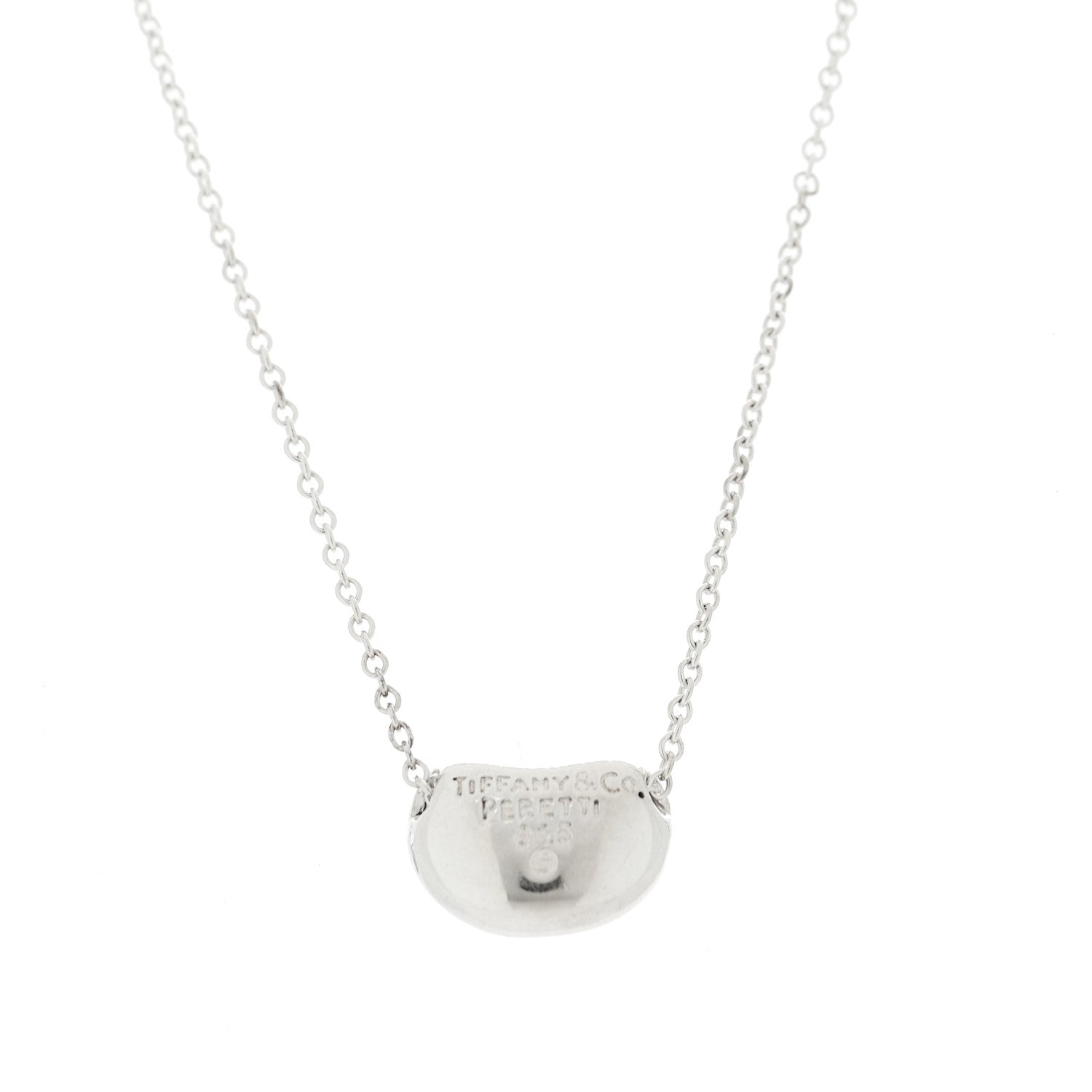 Tiffany Sterling Silver 11mm Elsa Peretti Bean Pendant Necklace 4 of 5