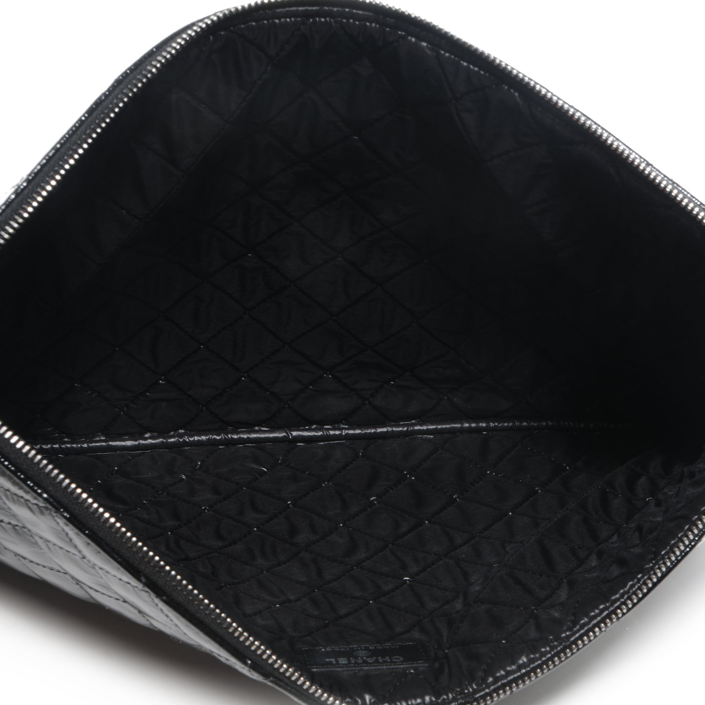 Patent Quilted Large Cosmetic Case Black