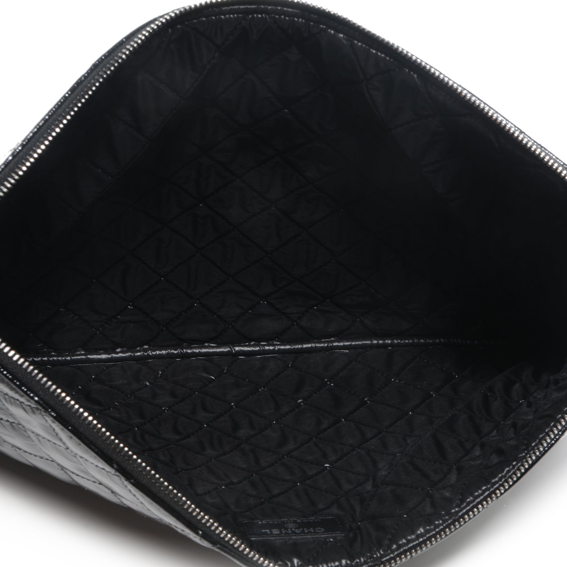 Chanel Patent Quilted Large Cosmetic Case Black 6 of 8