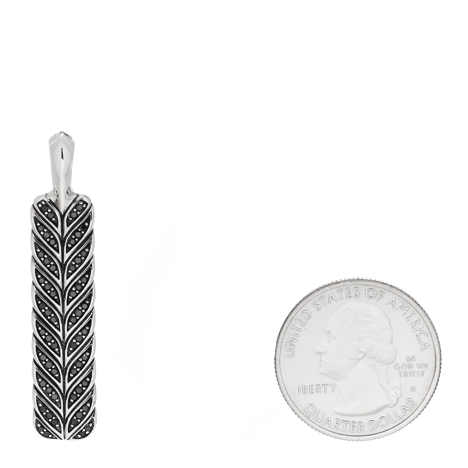 David Yurman Sterling Silver Black Diamond Chevron Ingot Tag Pendant 2 of 4