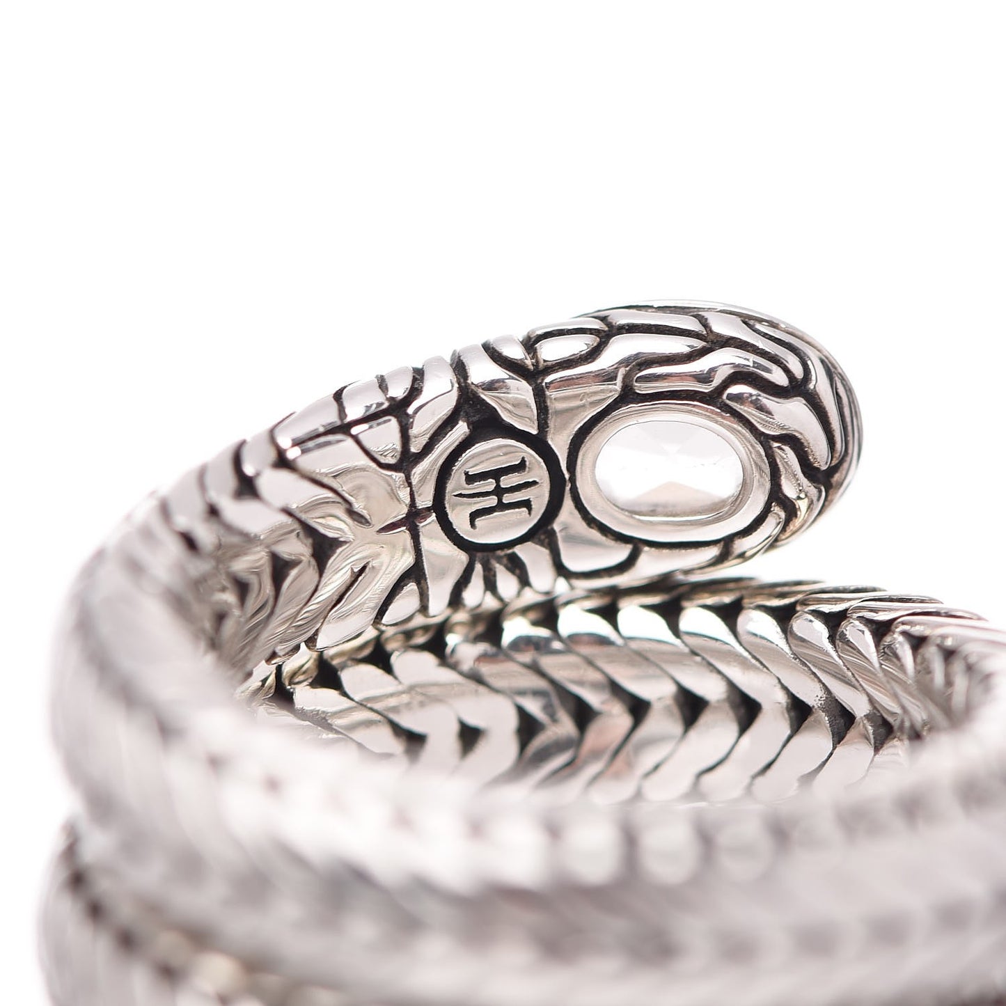 Sterling Silver White Topaz Classic Chain Coil Ring 51.9 6