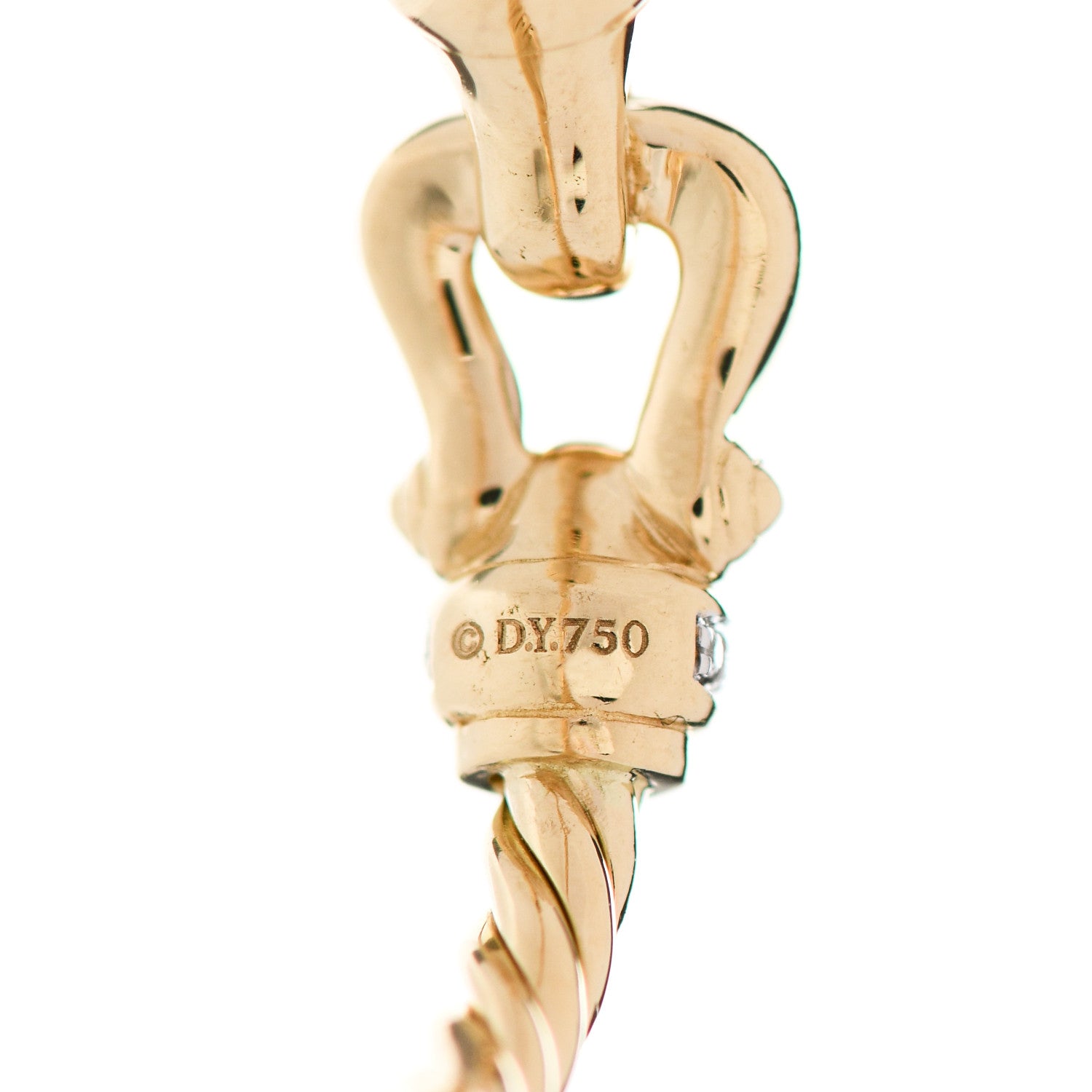 David Yurman 18K Yellow Gold Diamond Petite Buckle Cable Ring 53 6.25 4 of 4