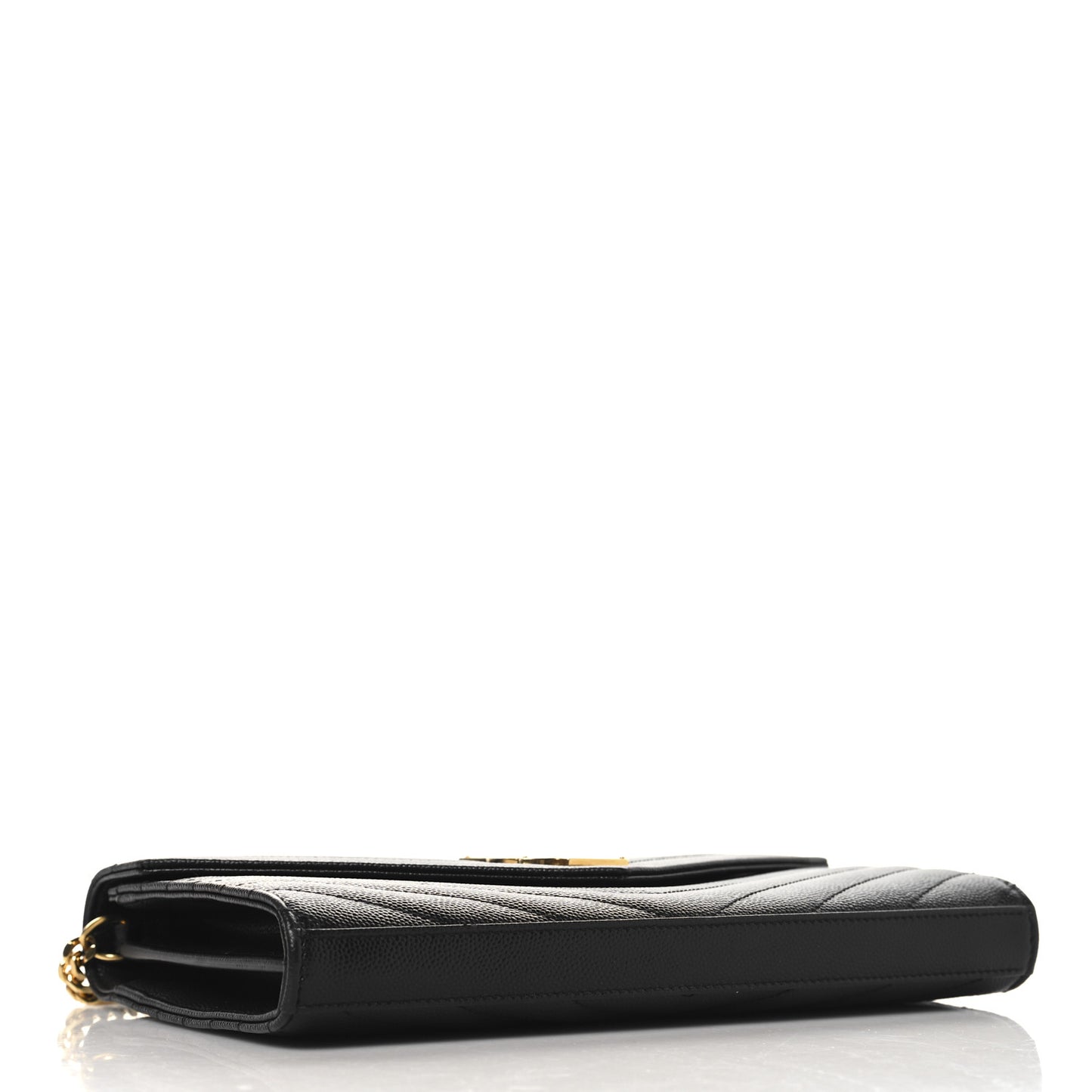 Grain De Poudre Matelasse Chevron Monogram Chain Wallet Black