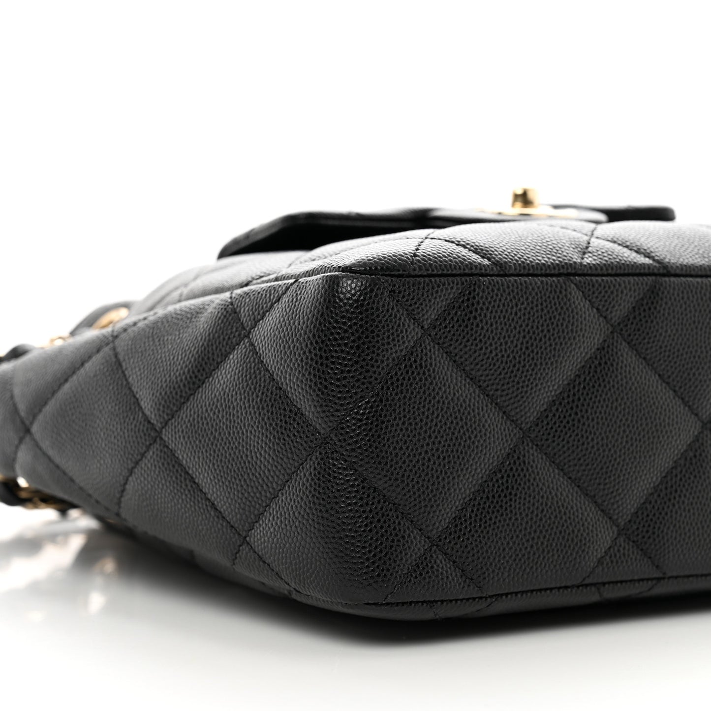 Caviar Quilted Flap Bucket Bag Black