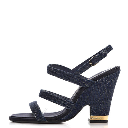 Chanel Denim Sandals 37 Dark Blue 1 of 10