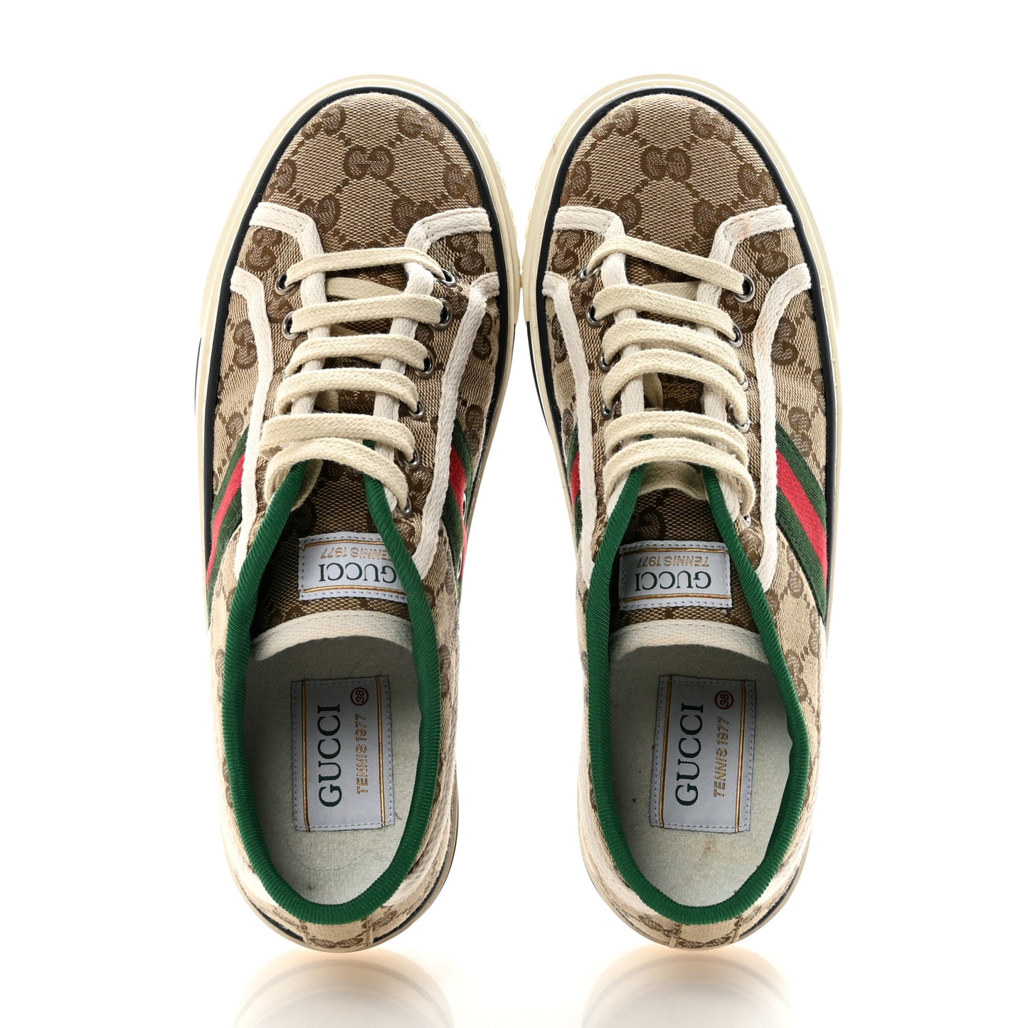GG Monogram Web Womens 1977 Tennis Sneakers 35.5 Beige Ebony Mystic White 38 Beige Ebony Mystic White