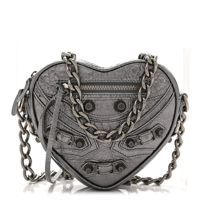 Balenciaga Metallic Agneau Arena Mini Le Cagole Heart Bag Silver 1 of 10