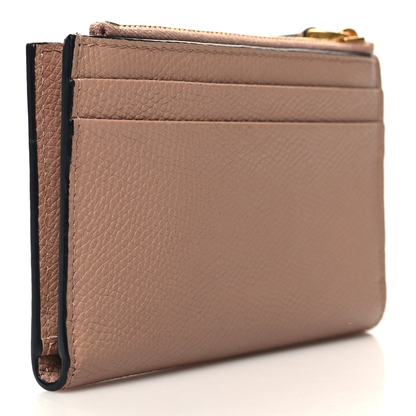 Calfskin Vlogo Zip Wallet Rose Cannelle