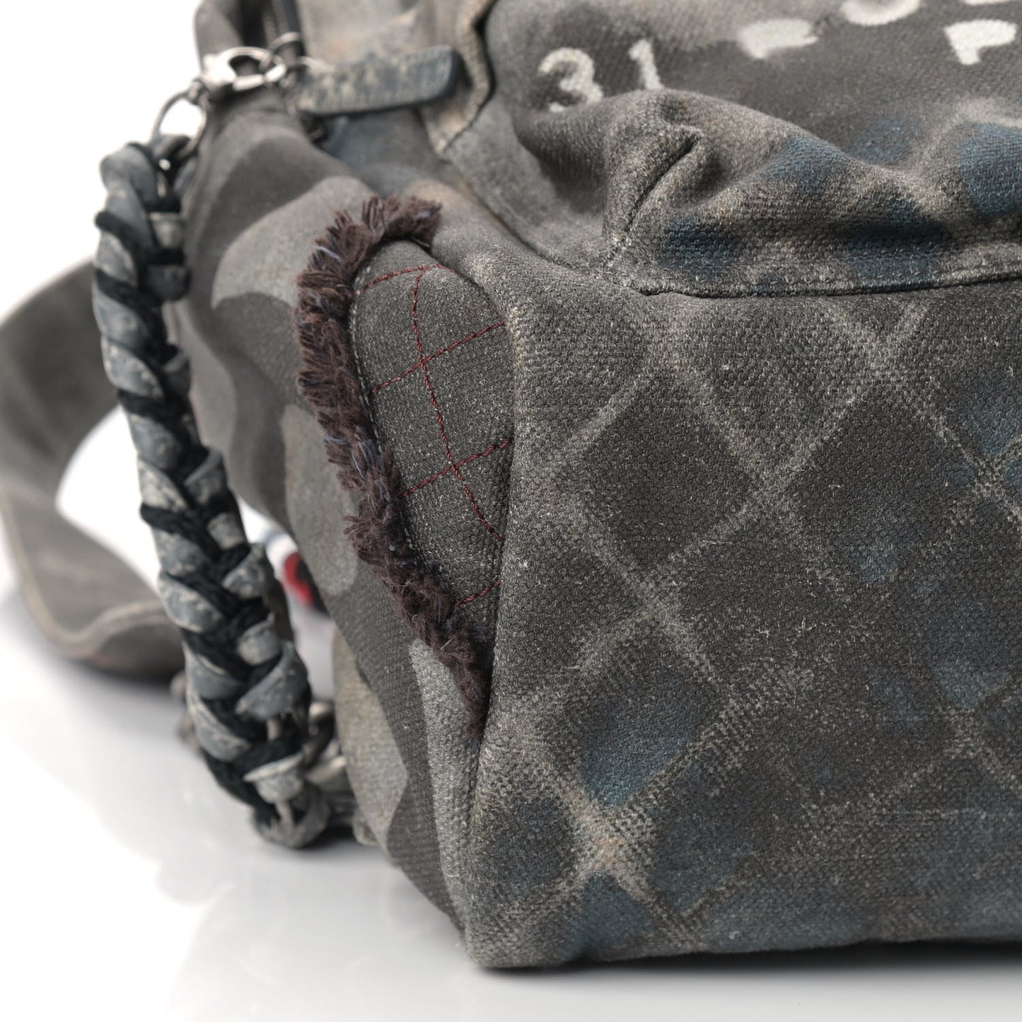 Graffiti Printed Canvas Medium Backpack Black