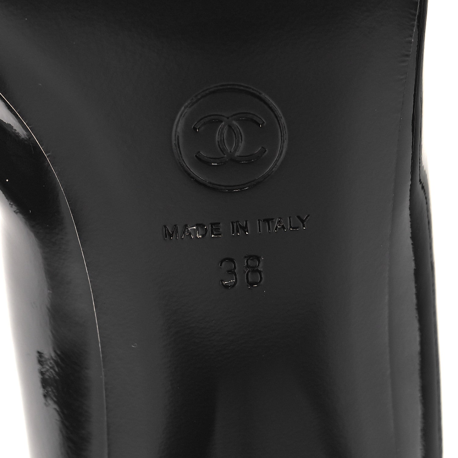 Chanel Patent Calfskin Grosgrain CC Mary Jane Pumps 38 Black 7 of 8