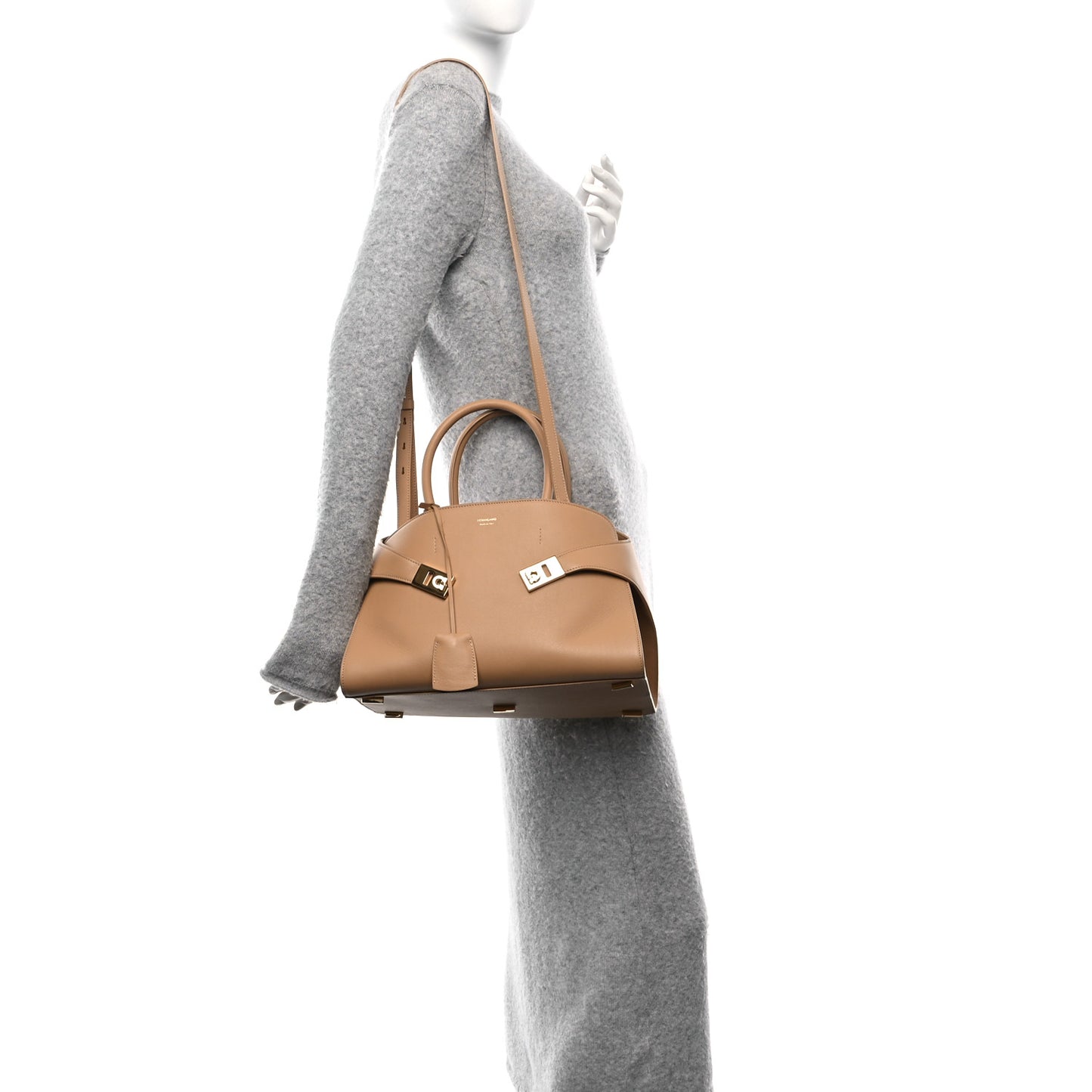 Calfskin Medium Hug Bag Camel