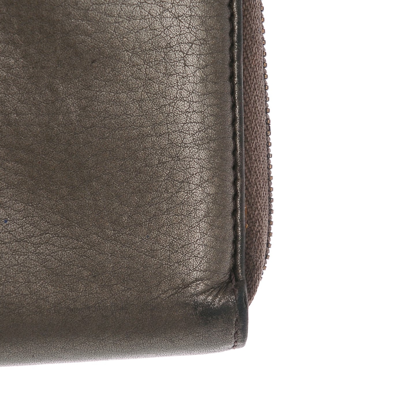 Metallic Pebbled Calfskin Soho Zip Around Wallet Sasso
