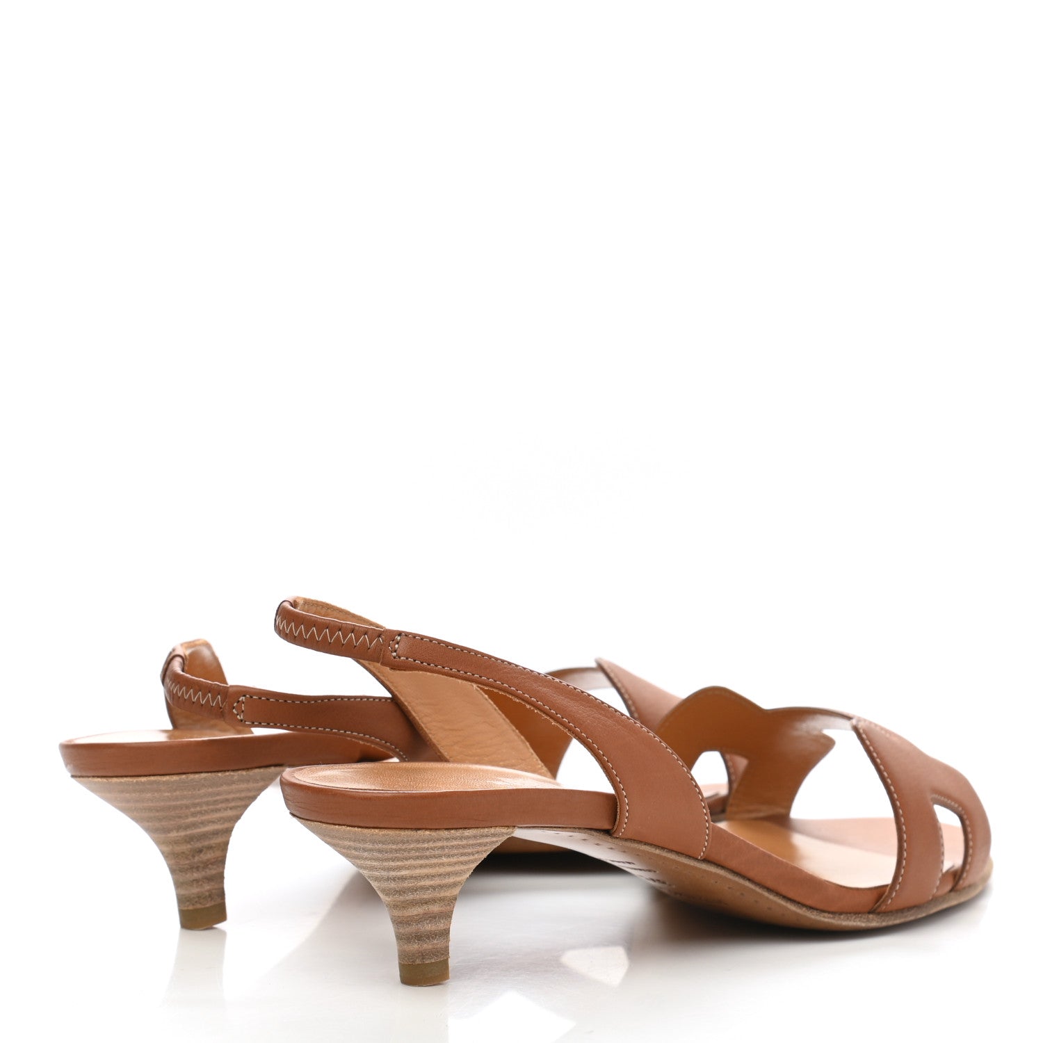 Hermes Calfskin Ottomane Slingback Sandals 37.5 Gold 4 of 8