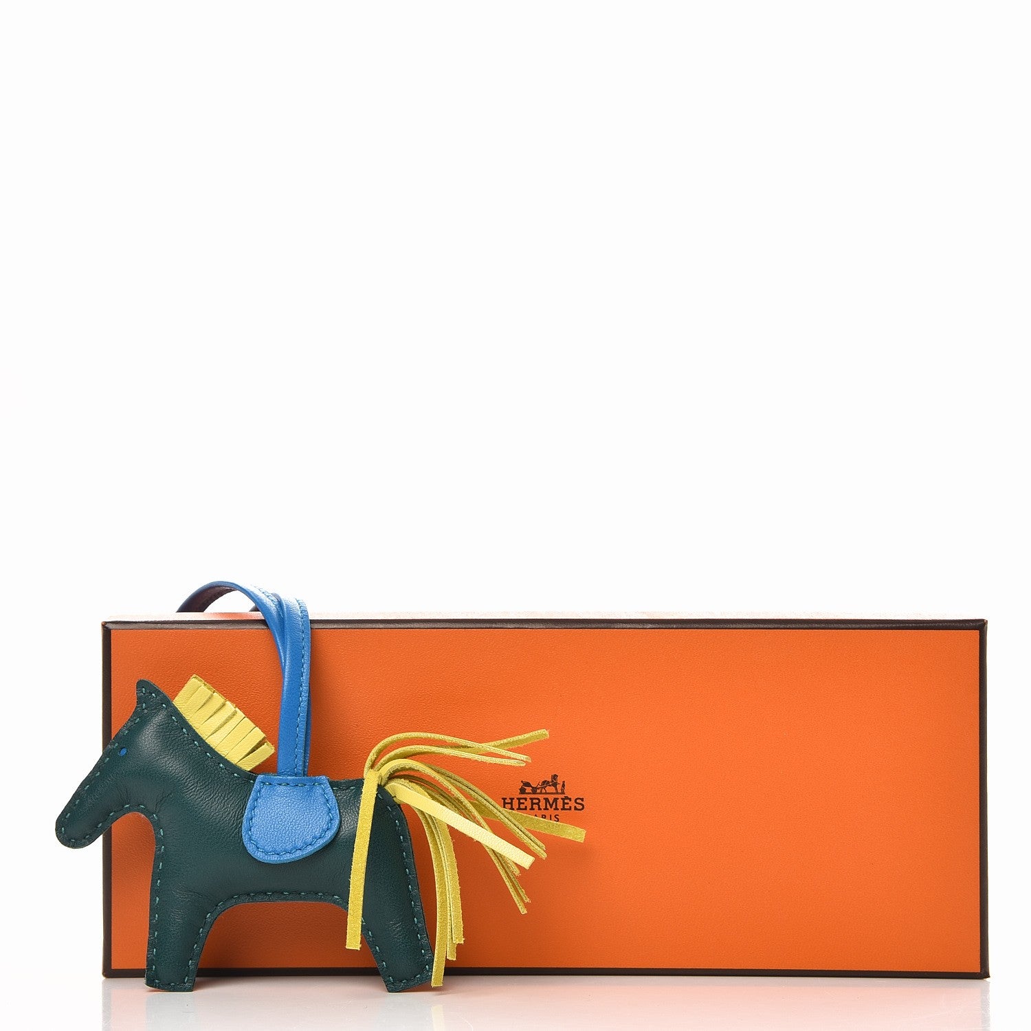 Hermes Milo Lambskin Grigri Rodeo Horse Bag Charm PM Malachite Bleu Zanzibar Lime 4 of 4