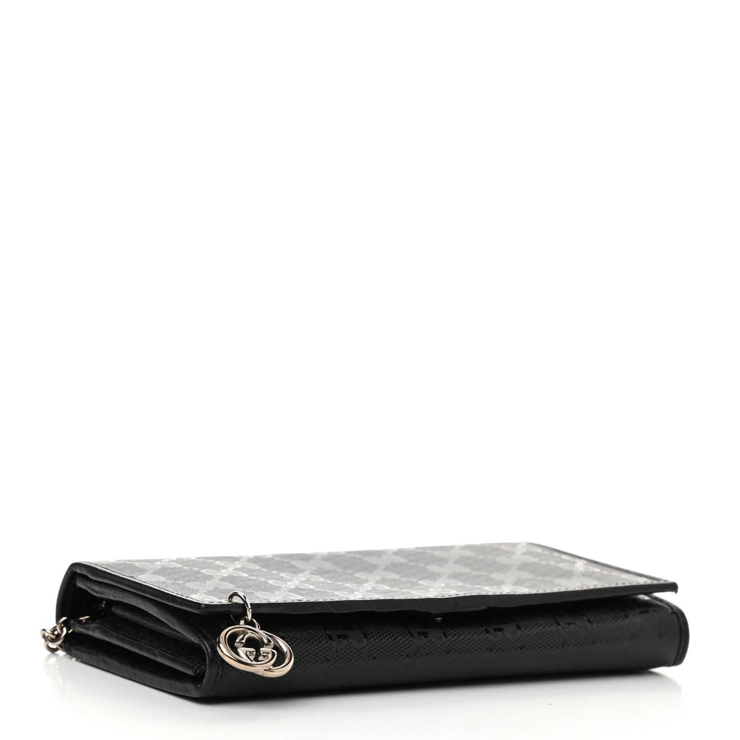 Gucci Imprime Monogram GG Pierce Chain Clutch Wallet Black 4 of 9