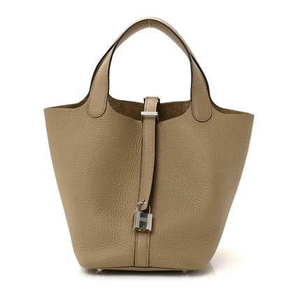 Hermes Taurillon Clemence Picotin Lock 18 PM Beige Marfa 1 of 9