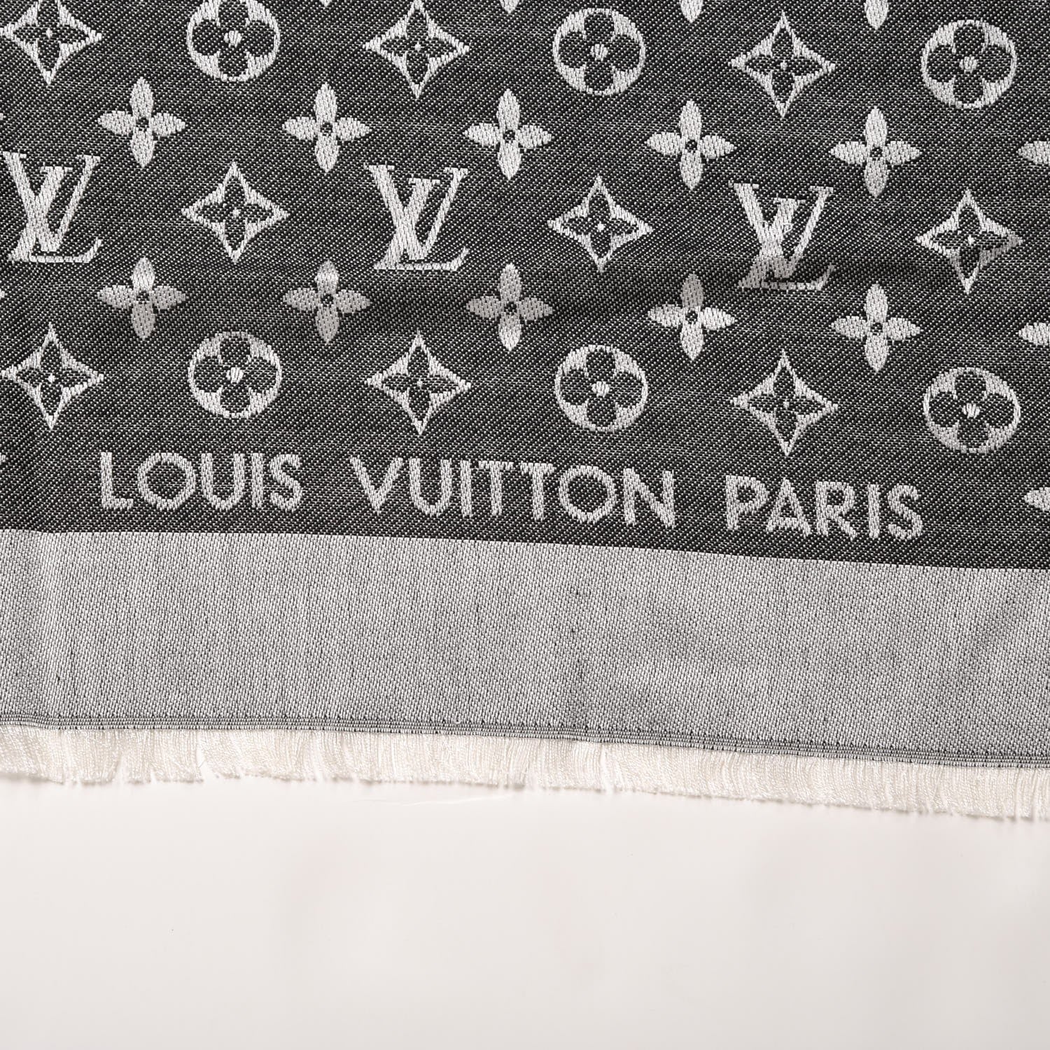 Louis Vuitton Wool Silk Monogram Denim Shawl Black 3 of 4