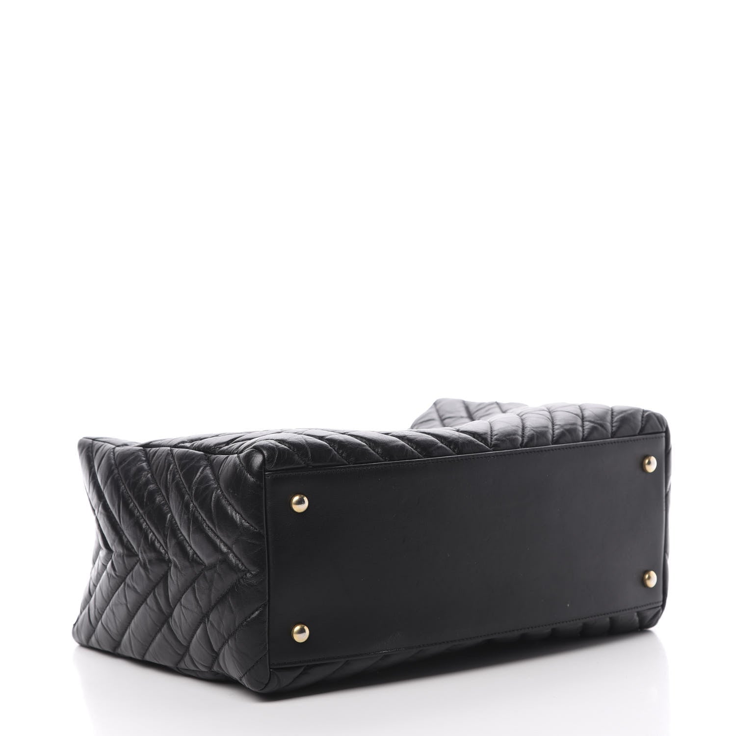 Chanel Aged Calfskin Chevron Coco Handle Shopping Tote Black 5 of 13