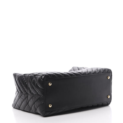 Chanel Aged Calfskin Chevron Coco Handle Shopping Tote Black 5 of 13