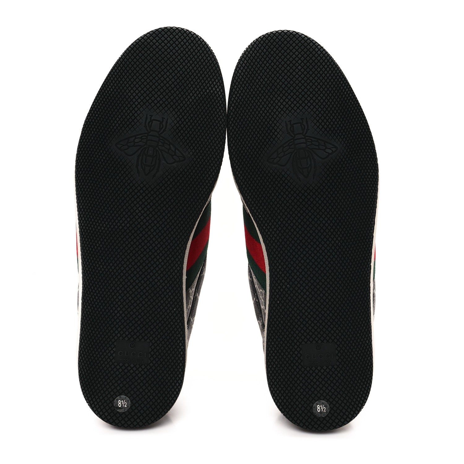 Gucci GG Supereme Monogram Miro Soft Calfskin Web Mens Screener Sneakers 8.5 Black Grey Sky 6 of 9