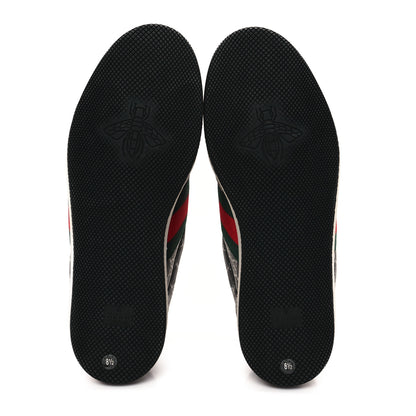Gucci GG Supereme Monogram Miro Soft Calfskin Web Mens Screener Sneakers 8.5 Black Grey Sky 6 of 9