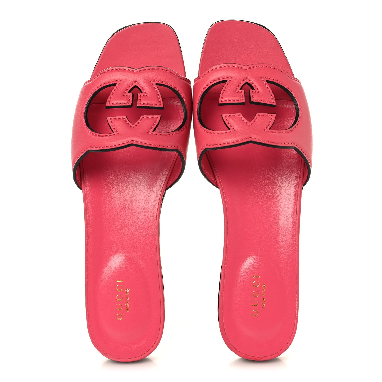 Gucci Cosmos Softy Calfskin Interlocking G Cut Out Slide Sandals 39.5 Rhodamine Pink 2 of 9