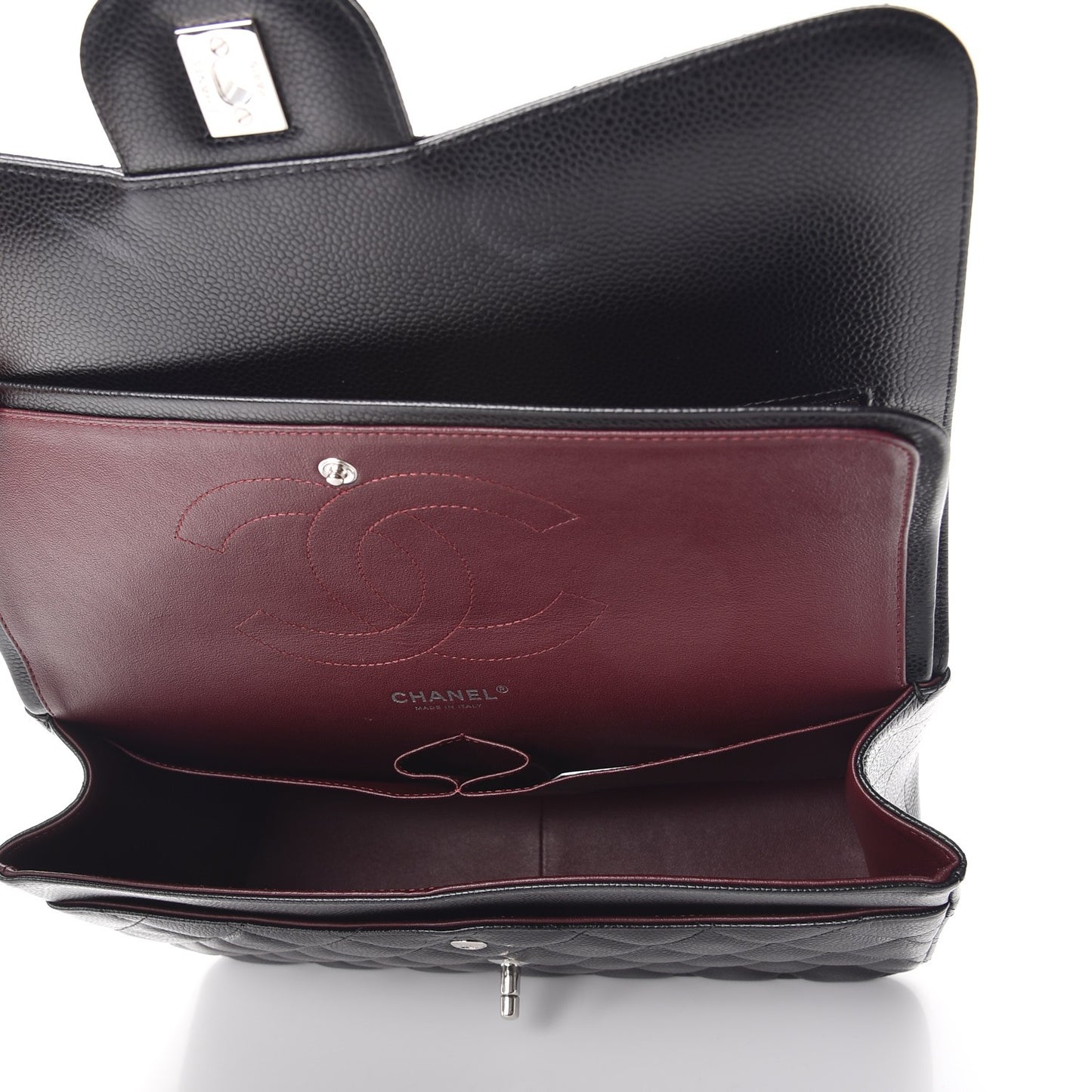 Caviar Quilted Jumbo Double Flap Black