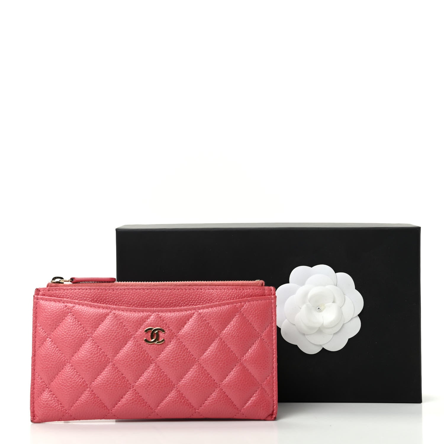 Chanel Iridescent Caviar Quilted Classic Zip Pouch Pink 8 of 8
