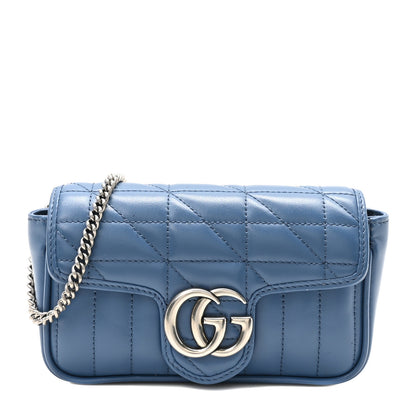 Gucci Calfskin Matelasse Aria Super Mini GG Marmont Shoulder Bag Clear Blue 1 of 11