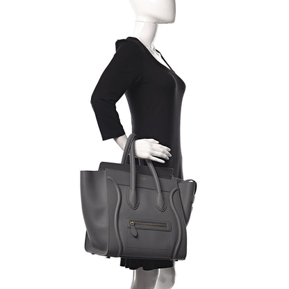 Celine Drummed Calfskin Mini Luggage Kohl 2 of 9