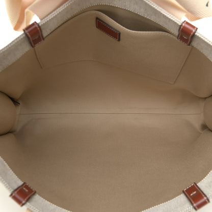 Chloe Cotton Calfskin Large Woody Ribbon Tote White Brown 5 of 12